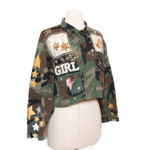 Upcycled Cropped Camo Jacket – One of a Kind Wearable Art