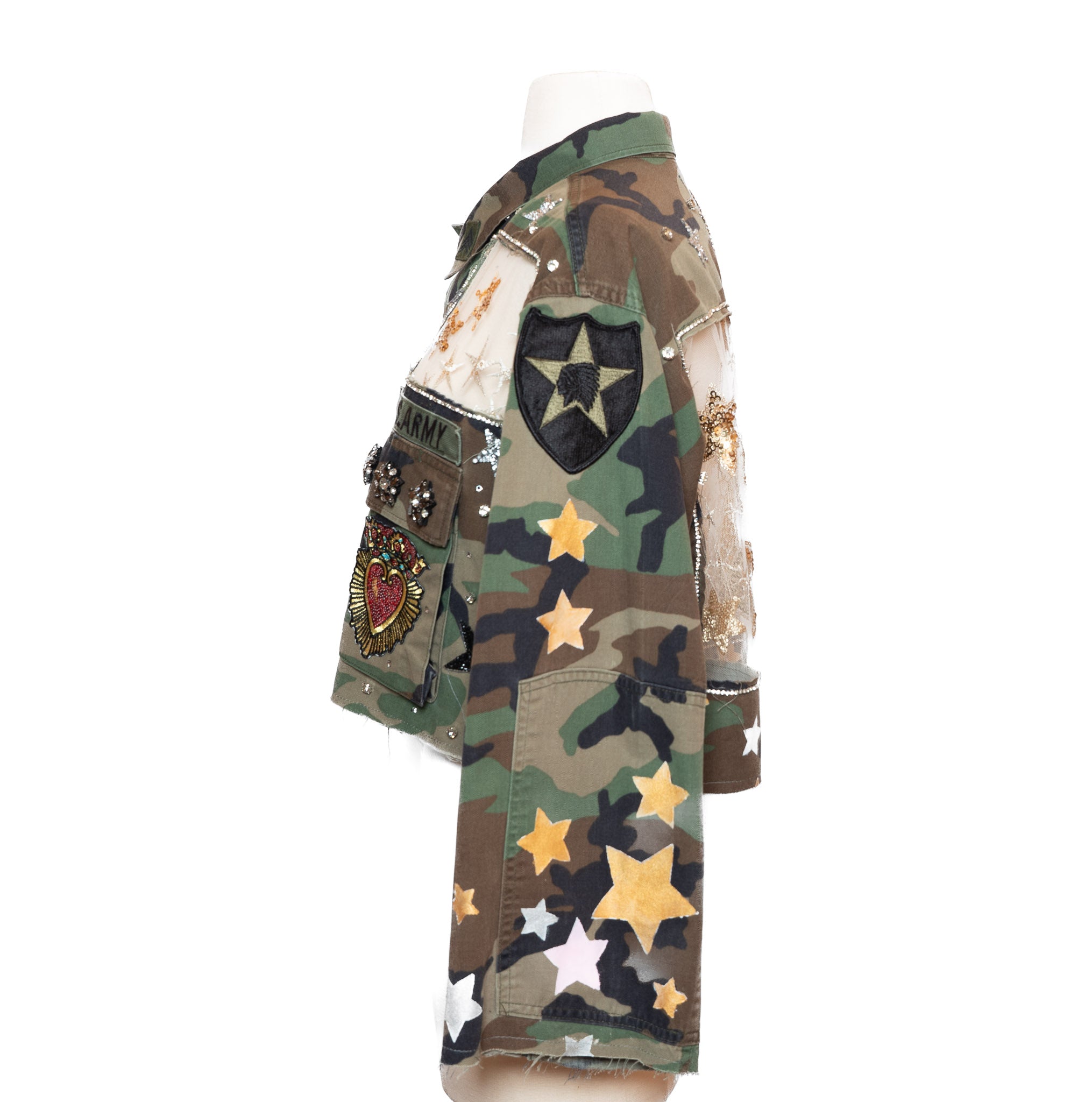 Upcycled Cropped Camo Jacket – One of a Kind Wearable Art