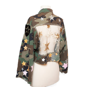 Upcycled Cropped Camo Jacket – One of a Kind Wearable Art